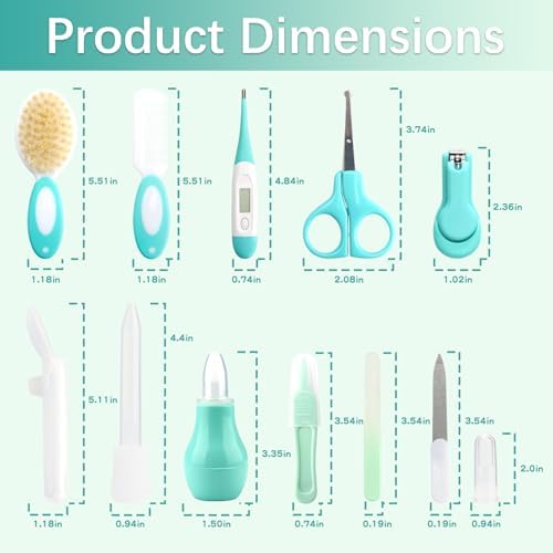 Infant Grooming Kit for Newborns (18 in 1, Green)