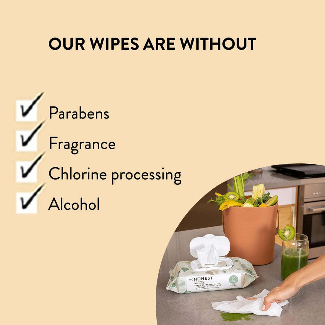 Clean Conscious Multi-Use Wipes | Hypoallergenic + Unscented for Sensitive Skin