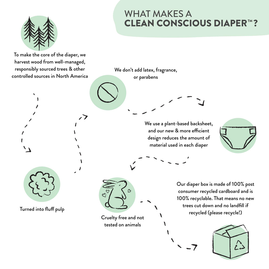 Clean Conscious Diapers for Sensitive Skin | Size 2 (12-18 lbs)