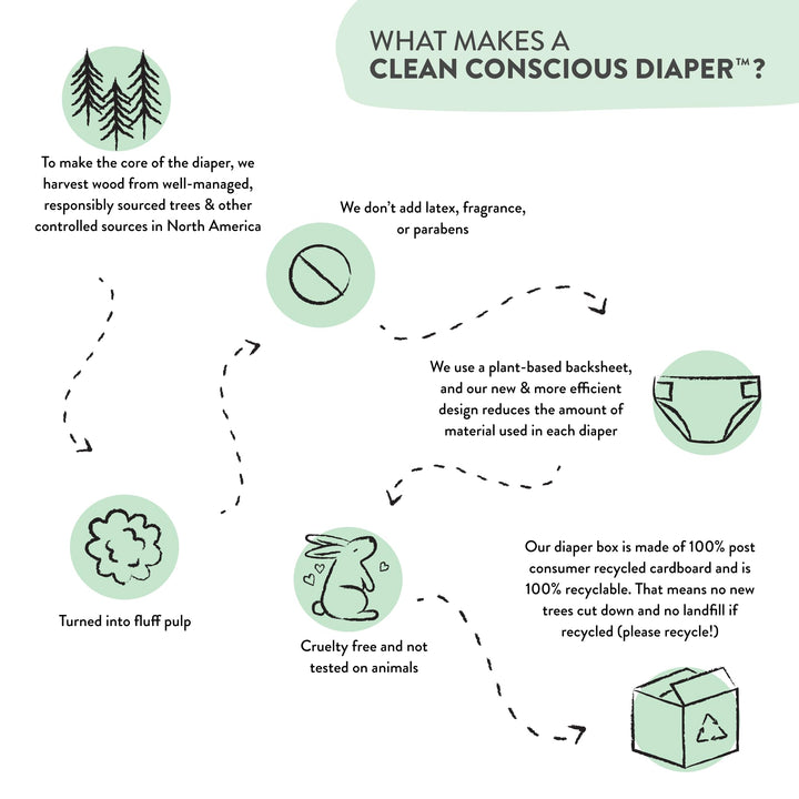 Clean Conscious Diapers for Sensitive Skin | Size 2 (12-18 lbs)
