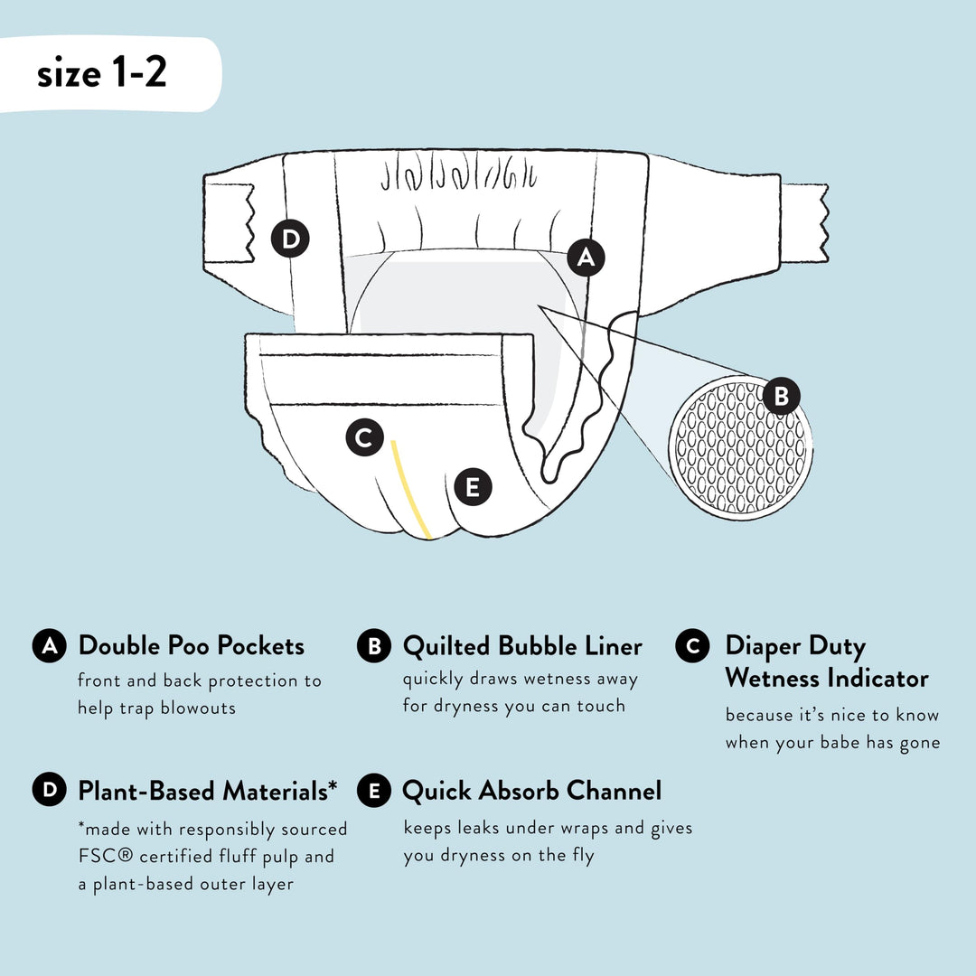 Clean Conscious Diapers for Sensitive Skin | Size 2 (12-18 lbs)