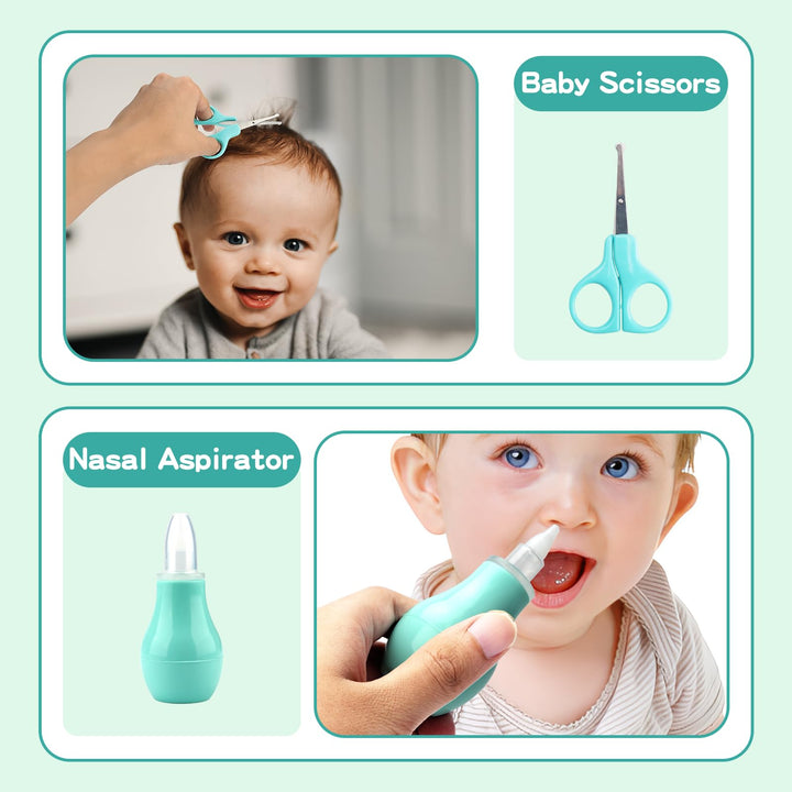 Infant Grooming Kit for Newborns (18 in 1, Green)