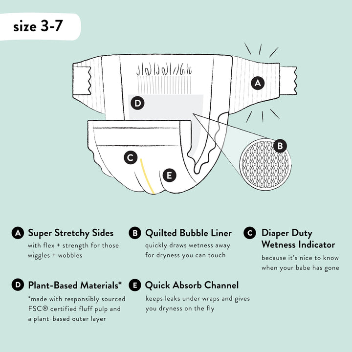 Clean Conscious Diapers for Sensitive Skin | Size 3 (16-28 lbs)
