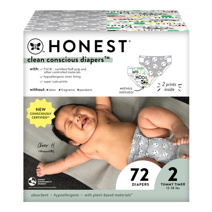 Clean Conscious Diapers for Sensitive Skin | Size 2 (12-18 lbs)