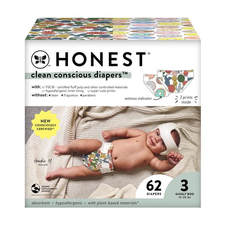 Clean Conscious Diapers for Sensitive Skin | Size 3 (16-28 lbs)