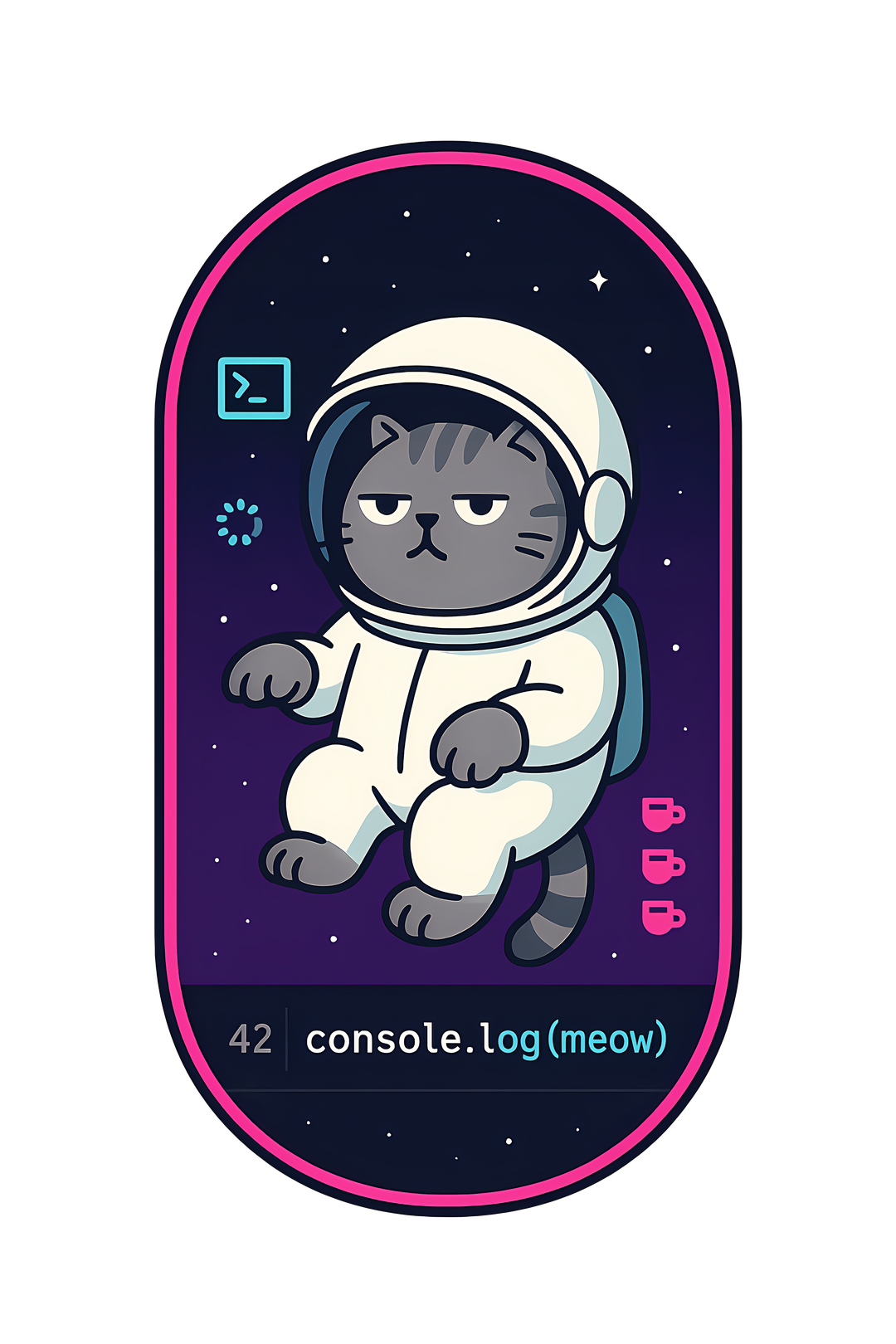 console.log(meow) Space Cat Developer T-Shirt