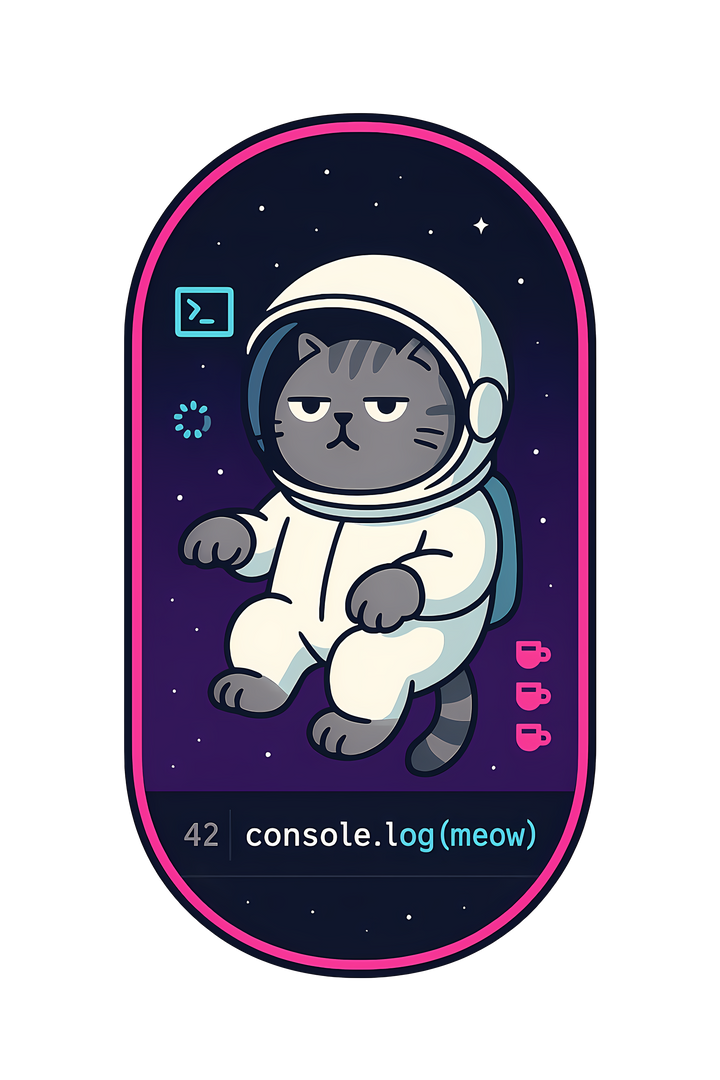 console.log(meow) Space Cat Developer T-Shirt