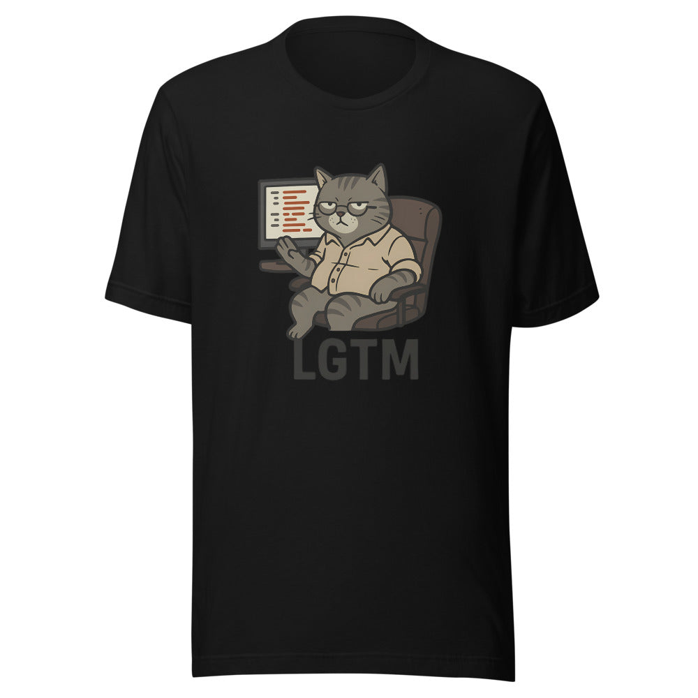 LGTM Senior Reviewer Cat Code Review T-Shirt - Black