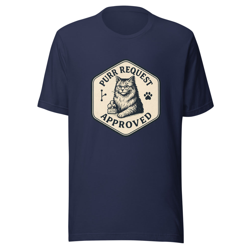 Purr Request Approved LGTM Cat Developer T-Shirt - Navy