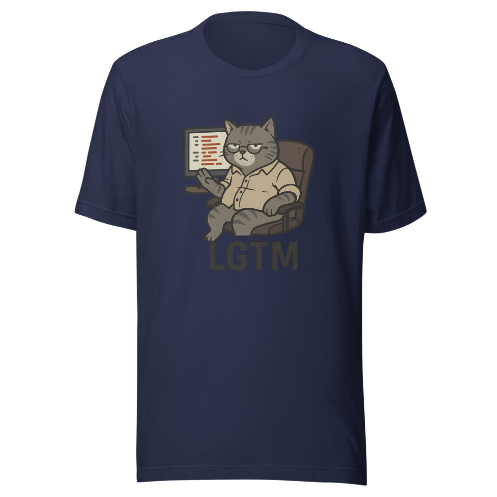 LGTM Senior Reviewer Cat Code Review T-Shirt - Navy