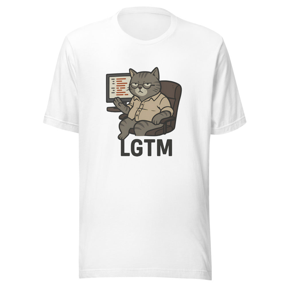 LGTM Senior Reviewer Cat Code Review T-Shirt - White